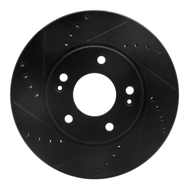 Hyundai Ioniq Brake Rotor (1) - Front Left - R1 Concepts - Drilled & Slotted - Black - `17-`22